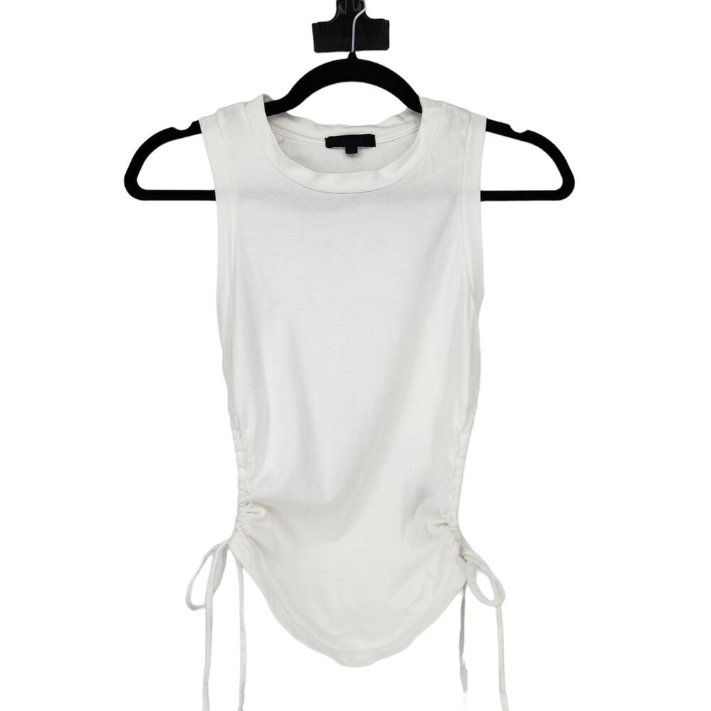 Revolve h:ours White Cotton Ruched Drawstring Side Sleeveless Blouse Size XXS